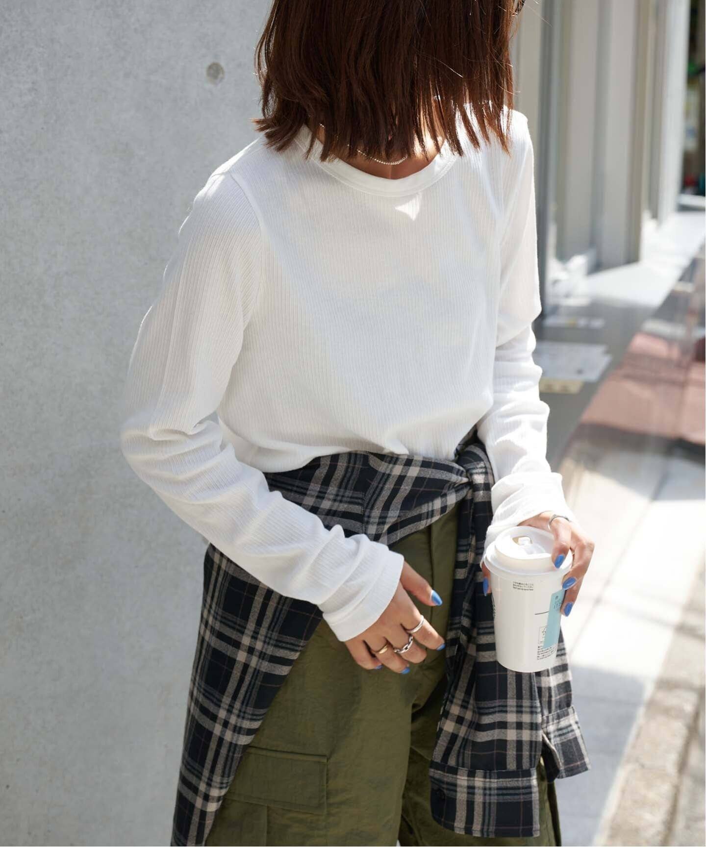 【アウトドアプロダクツ ユージュアルシングス/OUTDOOR PRODUCTS Usual Things】の吸湿発熱 ジンジャーシアーロンTEE インテリア・キッズ・メンズ・レディースファッション・服の通販 founy(ファニー) 　ファッション　Fashion　レディースファッション　Fashion for Women　トップス・カットソー　Cut & Sew Tops　ロングTシャツ・Tシャツ　Longline T-Shirts & Tees　シンプル　Simple, Minimal　デニム　Denim, Jeans Material　エレガント 上品　Elegant　定番　Standard, Basic Item　ホワイト|ID: prp329100004799834 ipo3291000000034824069