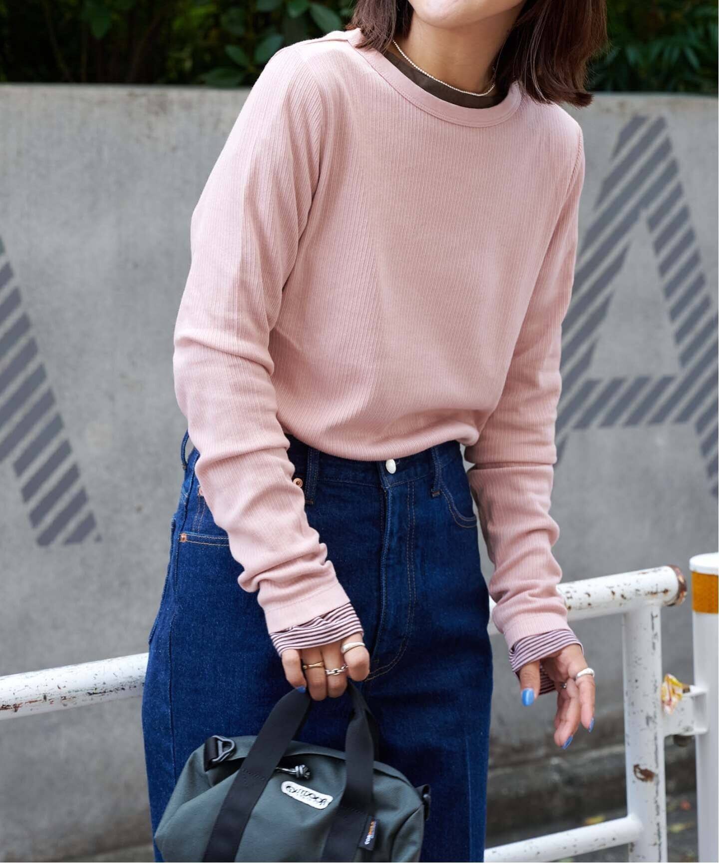 【アウトドアプロダクツ ユージュアルシングス/OUTDOOR PRODUCTS Usual Things】の吸湿発熱 ジンジャーシアーロンTEE インテリア・キッズ・メンズ・レディースファッション・服の通販 founy(ファニー) 　ファッション　Fashion　レディースファッション　Fashion for Women　トップス・カットソー　Cut & Sew Tops　ロングTシャツ・Tシャツ　Longline T-Shirts & Tees　シンプル　Simple, Minimal　デニム　Denim, Jeans Material　エレガント 上品　Elegant　定番　Standard, Basic Item　ピンク|ID: prp329100004799834 ipo3291000000034824070