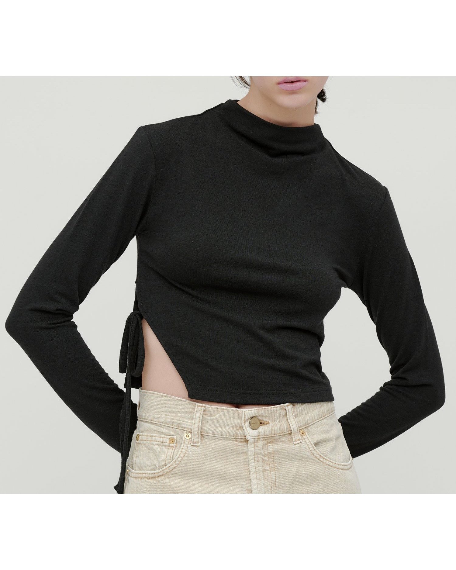 【エイチオーヴィー/H O V】のkiehtova/SMOOTH SIDE SLIT TOPS/スムース サイドスリット トップス 長袖 ハイネック インテリア・キッズ・メンズ・レディースファッション・服の通販 founy(ファニー) ファッション Fashion レディースファッション Fashion for Women トップス・カットソー Cut & Sew Tops スリット Slit, Slit Detail ハイネック High Neck, Mock Neck リボン Ribbon, Bow 長袖 Long Sleeve, Full Sleeve black|ID: prp329100004799855 ipo3291000000034824162