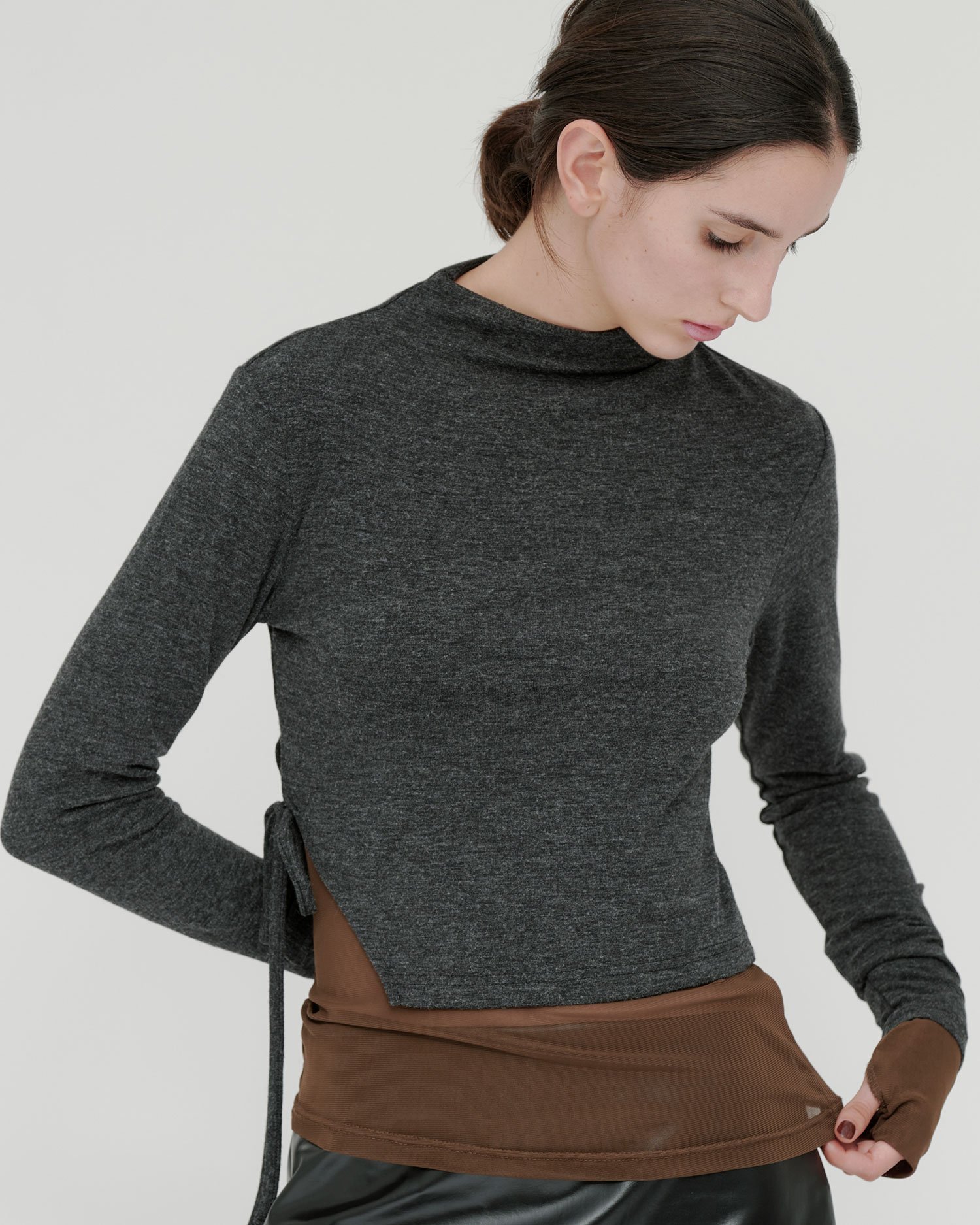 【エイチオーヴィー/H O V】のkiehtova/SMOOTH SIDE SLIT TOPS/スムース サイドスリット トップス 長袖 ハイネック インテリア・キッズ・メンズ・レディースファッション・服の通販 founy(ファニー) ファッション Fashion レディースファッション Fashion for Women トップス・カットソー Cut & Sew Tops スリット Slit, Slit Detail ハイネック High Neck, Mock Neck リボン Ribbon, Bow 長袖 Long Sleeve, Full Sleeve gray|ID: prp329100004799855 ipo3291000000034824163