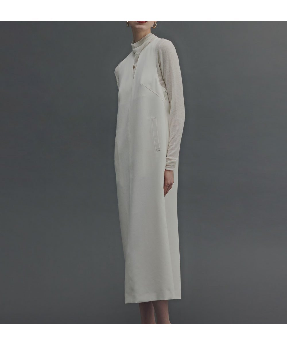 【ピンキーアンドダイアン/Pinky&Dianne】のキーネックジャンパースカート インテリア・キッズ・メンズ・レディースファッション・服の通販 founy(ファニー) 　ファッション　Fashion　レディースファッション　Fashion for Women　スカート　Skirts　インナー　Innerwear　ストレッチ　Stretch, Stretchy Fabric　スリット　Slit, Slit Detail　タートルネック　Turtleneck, High Neck　バランス　Balance, Style Balance　フロント　Front, Front Design　ポケット　Pocket, Pocket Detail　春　Spring　秋　Autumn　エクリュ1|ID: prp329100004799859 ipo3291000000034824179