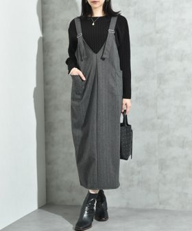 【インタープラネット/INTERPLANET】のINTERPLANET/ウール見えカットカルゼジャンスカ 人気、トレンドファッション・服の通販 founy(ファニー) ファッション Fashion レディースファッション Fashion for Women おすすめ Recommended / Our Picks ショルダー Shoulder, Shoulder Strap ストライプ Stripe, Striped Pattern ベーシック Basic, Essential リブニット Rib Knit, Ribbed Knit |ID:prp329100004799870