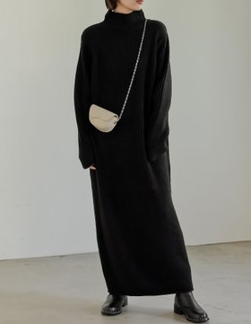 【リエディ/Re:EDIT】のブークレリブニットハイネックIラインマキシワンピース 人気、トレンドファッション・服の通販 founy(ファニー) ファッション Fashion レディースファッション Fashion for Women ワンピース Dresses マキシ丈ワンピース・ロングドレス Maxi Dresses / Long One-Pieces コンパクト Compact, Small Size スリット Slit, Slit Detail バランス Balance, Style Balance フェミニン Feminine, Girly 楽ちん Easy Fit, Comfortable |ID:prp329100004799887