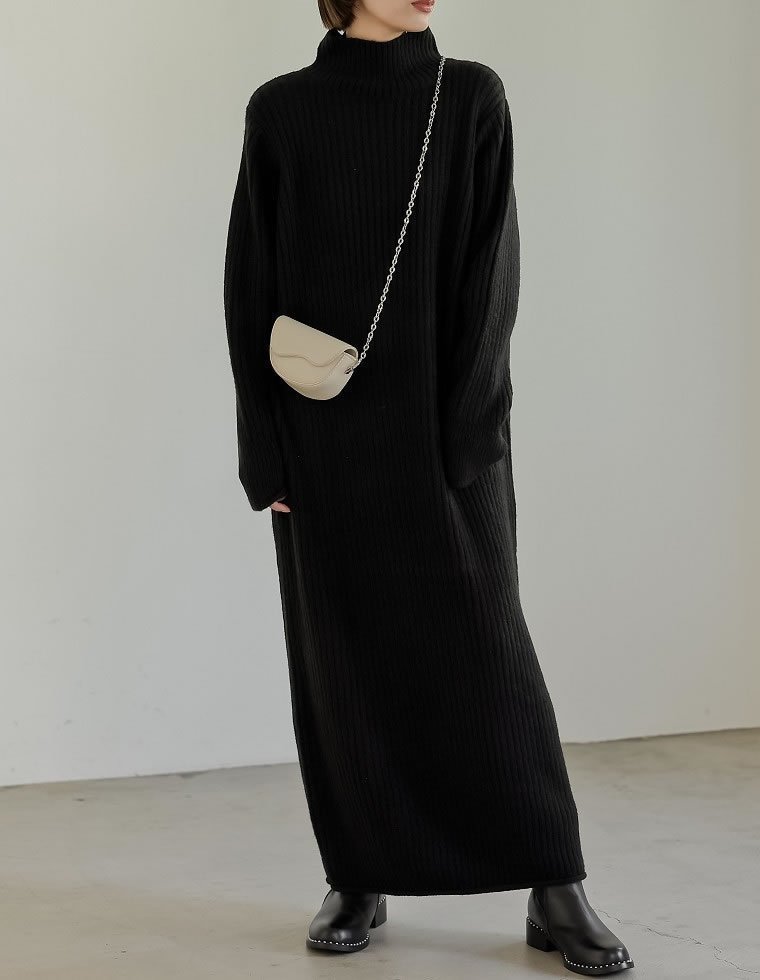 【リエディ/Re:EDIT】のブークレリブニットハイネックIラインマキシワンピース 人気、トレンドファッション・服の通販 founy(ファニー) ファッション Fashion レディースファッション Fashion for Women ワンピース Dresses マキシ丈ワンピース・ロングドレス Maxi Dresses / Long One-Pieces コンパクト Compact, Small Size スリット Slit, Slit Detail バランス Balance, Style Balance フェミニン Feminine, Girly 楽ちん Easy Fit, Comfortable other-1|ID: prp329100004799887 ipo3291000000034824333