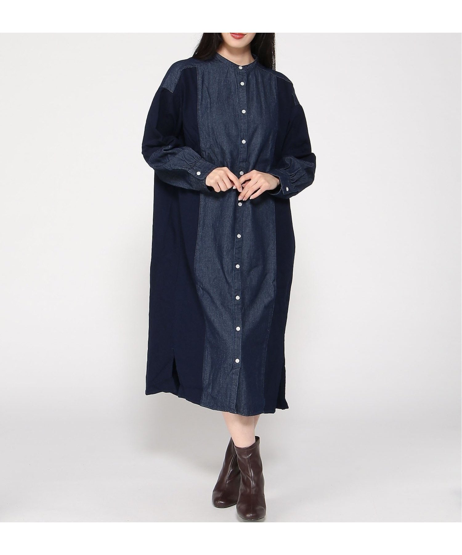 【クラウドナイン/cloudnine】のcloudnine/ワンピース インテリア・キッズ・メンズ・レディースファッション・服の通販 founy(ファニー) 　ファッション　Fashion　レディースファッション　Fashion for Women　ワンピース　Dresses　チュニック　Tunic, Long Top　デニム　Denim, Jeans Material　フォルム　Silhouette, Form　ワイド　Wide, Wide Fit　ネイビー|ID: prp329100004799893 ipo3291000000034872064