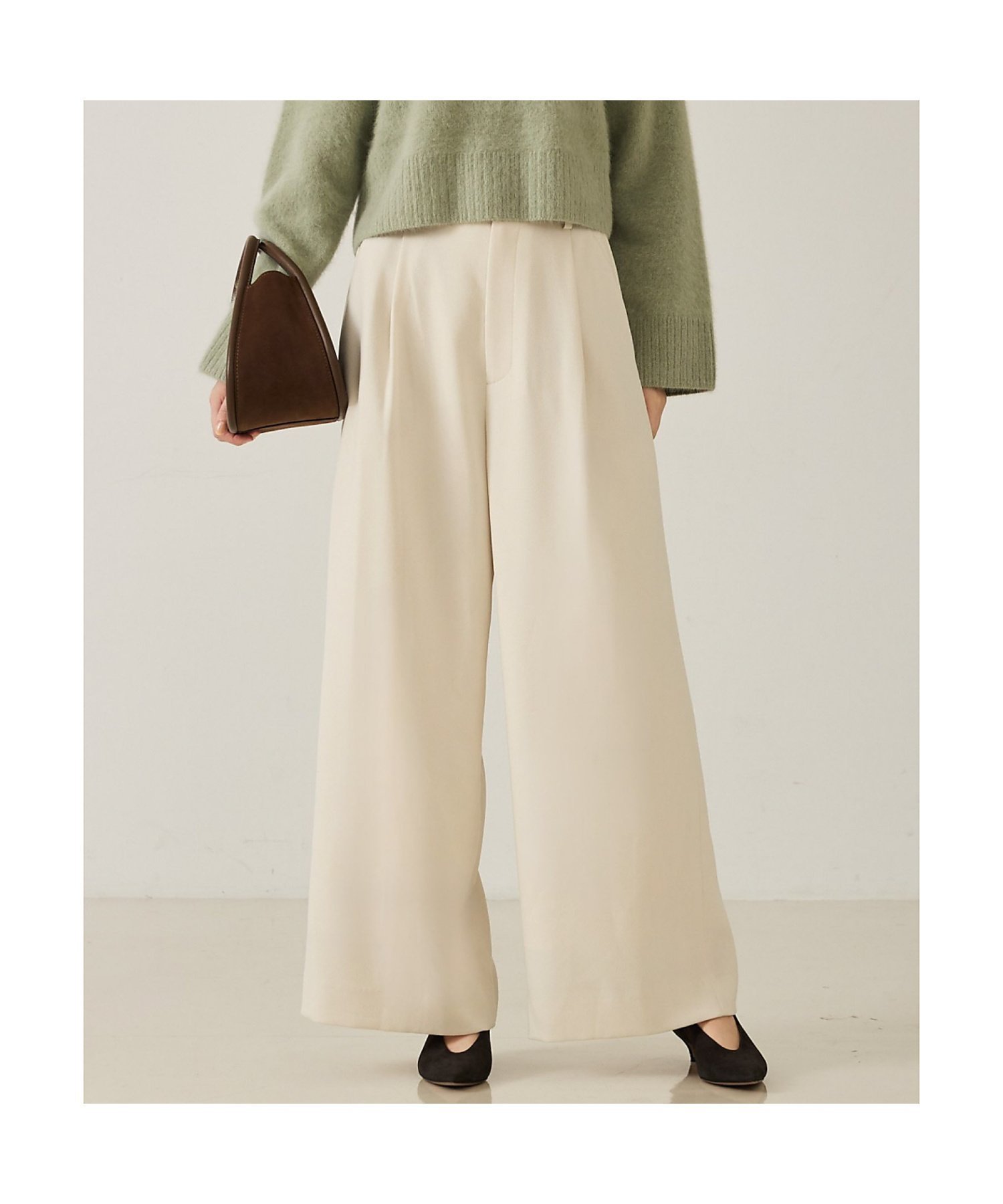 【カリテ/qualite】の【大人のワイドパンツ】ウーリッシュツイルパンツ インテリア・キッズ・メンズ・レディースファッション・服の通販 founy(ファニー) ファッション Fashion レディースファッション Fashion for Women パンツ Pants & Trousers バランス Balance, Style Balance ワイド Wide, Wide Fit エレガント 上品 Elegant 冬 Winter / This Winter オフホワイト|ID: prp329100004799934 ipo3291000000034824660