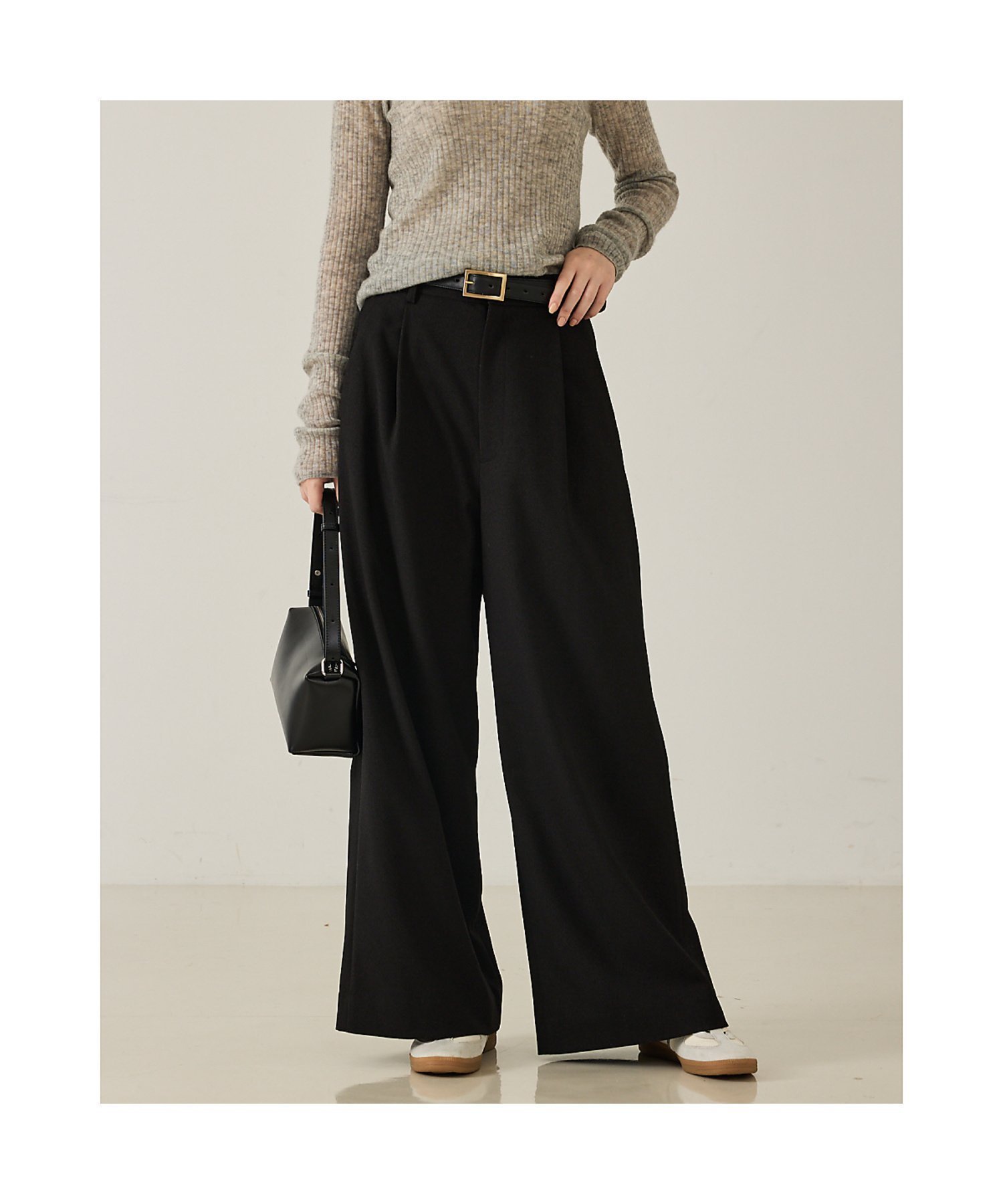 【カリテ/qualite】の【大人のワイドパンツ】ウーリッシュツイルパンツ インテリア・キッズ・メンズ・レディースファッション・服の通販 founy(ファニー) ファッション Fashion レディースファッション Fashion for Women パンツ Pants & Trousers バランス Balance, Style Balance ワイド Wide, Wide Fit エレガント 上品 Elegant 冬 Winter / This Winter ブラック|ID: prp329100004799934 ipo3291000000034824661