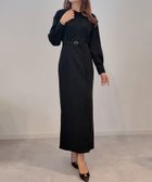 【ジュノア/JUNOAH】の微起毛ウエストベルトシャツワンピース ブラック|ID: prp329100004799942 ipo3291000000034999703