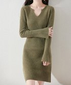 【ミニミニストア/miniministore】のキーネック タイトリブニットワンピース カーキ|ID: prp329100004799975 ipo3291000000034907365