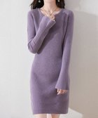 【ミニミニストア/miniministore】のキーネック タイトリブニットワンピース ラベンダー|ID: prp329100004799975 ipo3291000000034948626