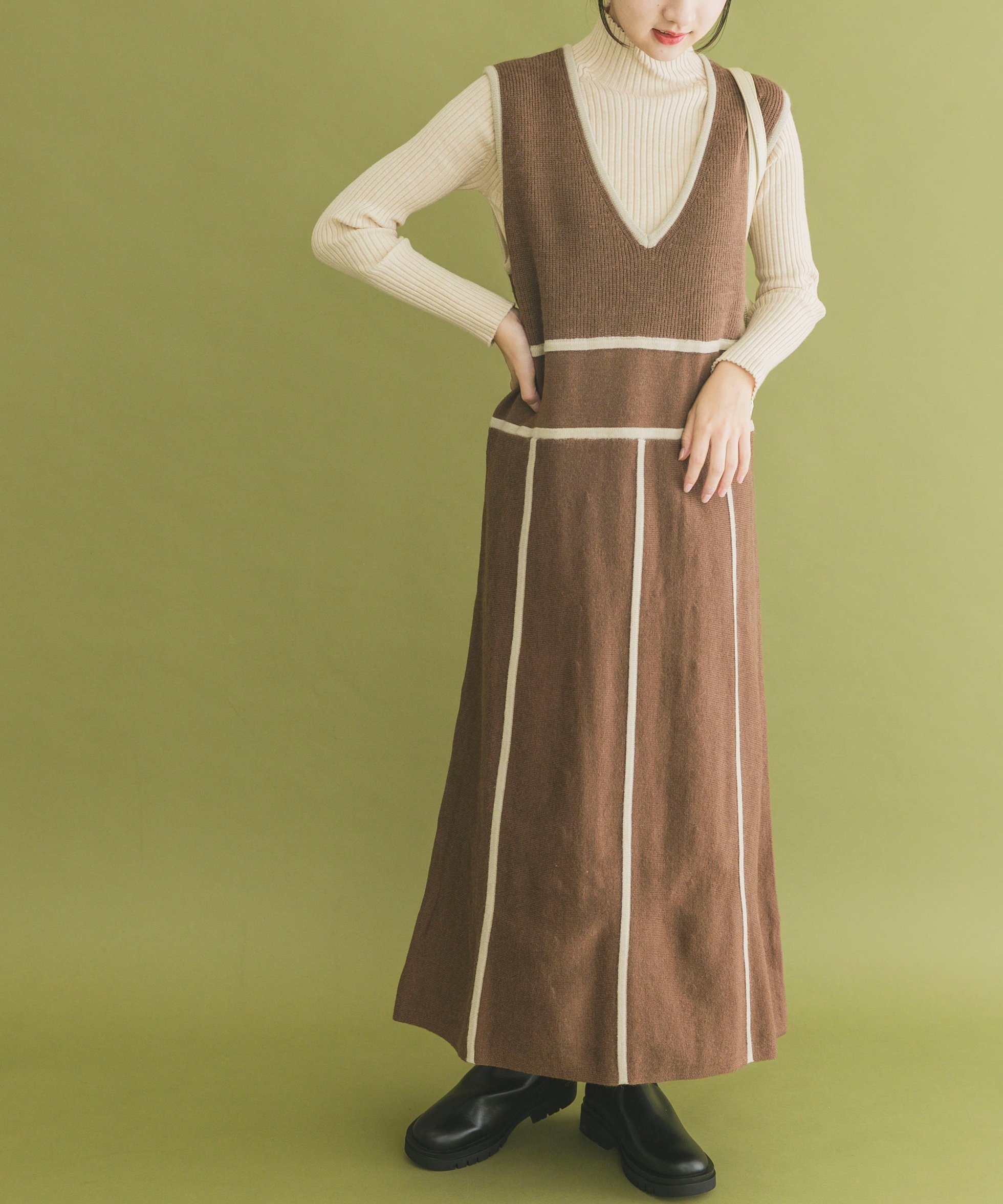 【アイテムズアーバンリサーチ/ITEMS URBAN RESEARCH】のパイピングニットジャンパースカート インテリア・キッズ・メンズ・レディースファッション・服の通販 founy(ファニー) ファッション Fashion レディースファッション Fashion for Women スカート Skirts 2025年 2025 2025-2026秋冬・A/W Autumn/Winter 2025–26 AW25–26 冬 Winter / This Winter インナー Innerwear A/W・秋冬 Autumn/Winter ブラウン|ID: prp329100004799979 ipo3291000000034907151