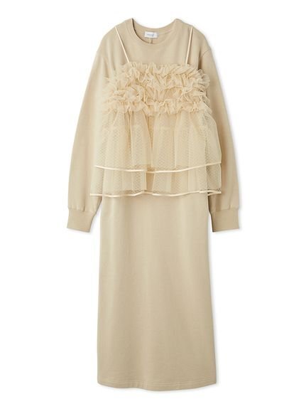 【エミ/emmi】の【セットアイテム】チュールビスチェ×裏毛ワンピースセット インテリア・キッズ・メンズ・レディースファッション・服の通販 founy(ファニー) 　ファッション　Fashion　レディースファッション　Fashion for Women　ワンピース　Dresses　スマート　Smart, Elegant　チュール　Tulip, Tulip Motif　ビスチェ　Bustier, Corset Top　ポケット　Pocket, Pocket Detail　BEG[037]|ID: prp329100004800024 ipo3291000000034825096