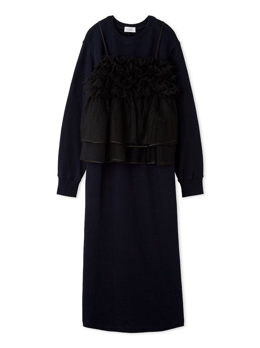 【エミ/emmi】の【セットアイテム】チュールビスチェ×裏毛ワンピースセット インテリア・キッズ・メンズ・レディースファッション・服の通販 founy(ファニー) 　ファッション　Fashion　レディースファッション　Fashion for Women　ワンピース　Dresses　スマート　Smart, Elegant　チュール　Tulip, Tulip Motif　ビスチェ　Bustier, Corset Top　ポケット　Pocket, Pocket Detail　NVY[089]|ID: prp329100004800024 ipo3291000000034825097