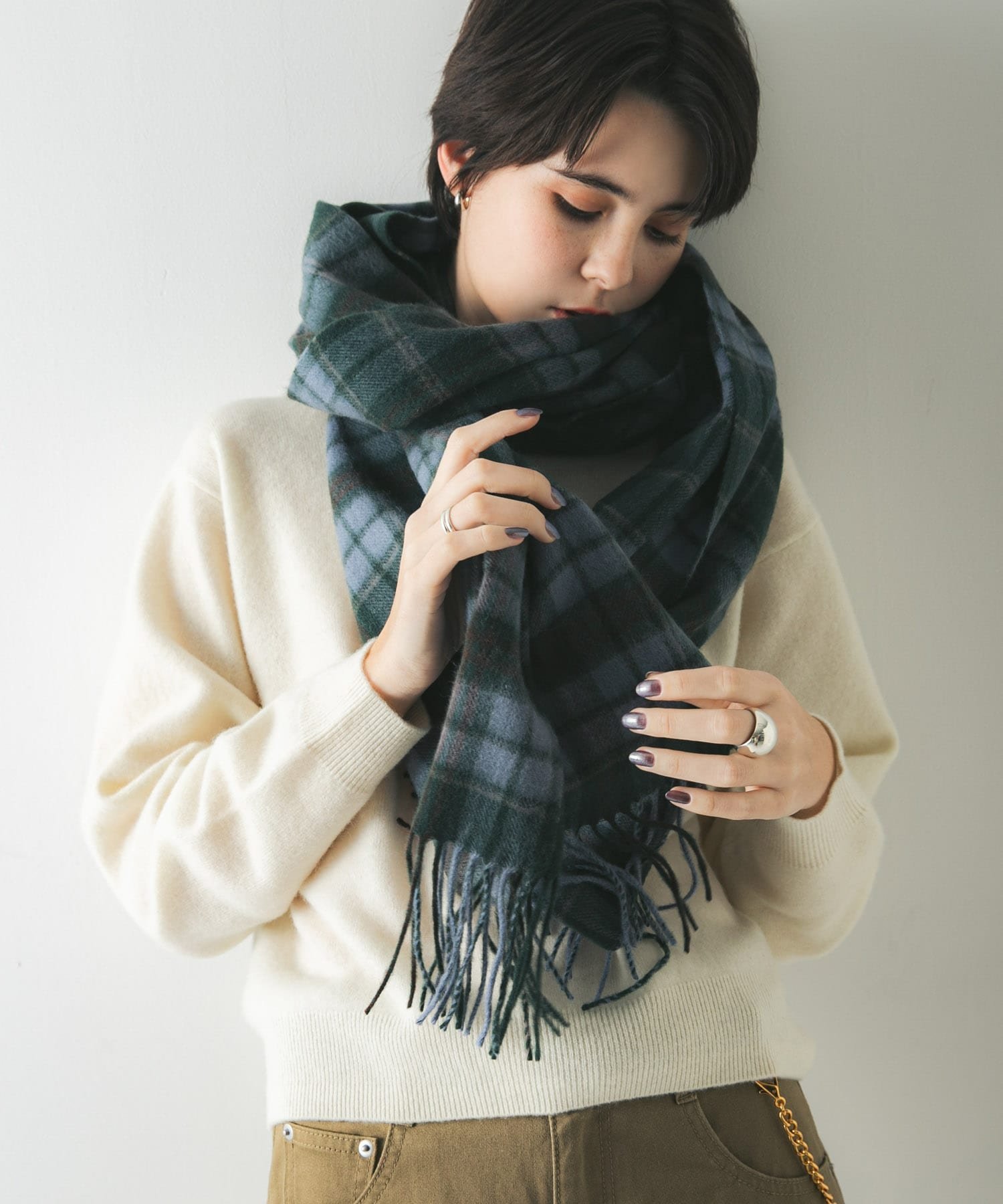 【アーバンリサーチ/URBAN RESEARCH】のウールカシミヤストール インテリア・キッズ・メンズ・レディースファッション・服の通販 founy(ファニー) 　ファッション　Fashion　レディースファッション　Fashion for Women　2025年　2025　2025-2026秋冬・A/W　Autumn/Winter 2025–26 AW25–26　冬　Winter / This Winter　なめらか　Smooth, Silky Texture　シンプル　Simple, Minimal　チェック　Check, Plaid, Tartan　無地　Plain, Solid Color　A/W・秋冬　Autumn/Winter　GREENCHECK|ID: prp329100004800390 ipo3291000000034828054