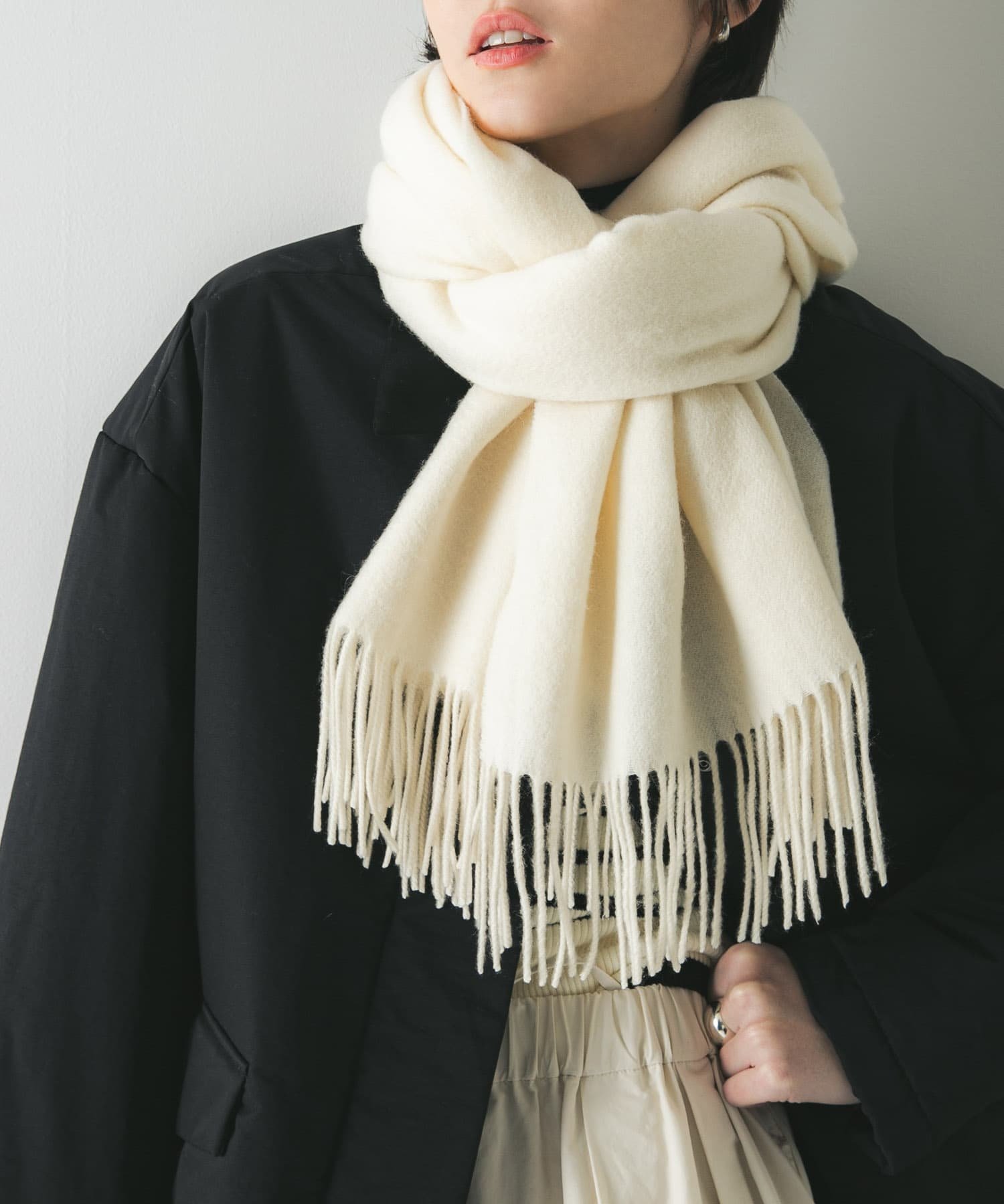 【アーバンリサーチ/URBAN RESEARCH】のウールカシミヤストール インテリア・キッズ・メンズ・レディースファッション・服の通販 founy(ファニー) 　ファッション　Fashion　レディースファッション　Fashion for Women　2025年　2025　2025-2026秋冬・A/W　Autumn/Winter 2025–26 AW25–26　冬　Winter / This Winter　なめらか　Smooth, Silky Texture　シンプル　Simple, Minimal　チェック　Check, Plaid, Tartan　無地　Plain, Solid Color　A/W・秋冬　Autumn/Winter　IVORY|ID: prp329100004800390 ipo3291000000034828055