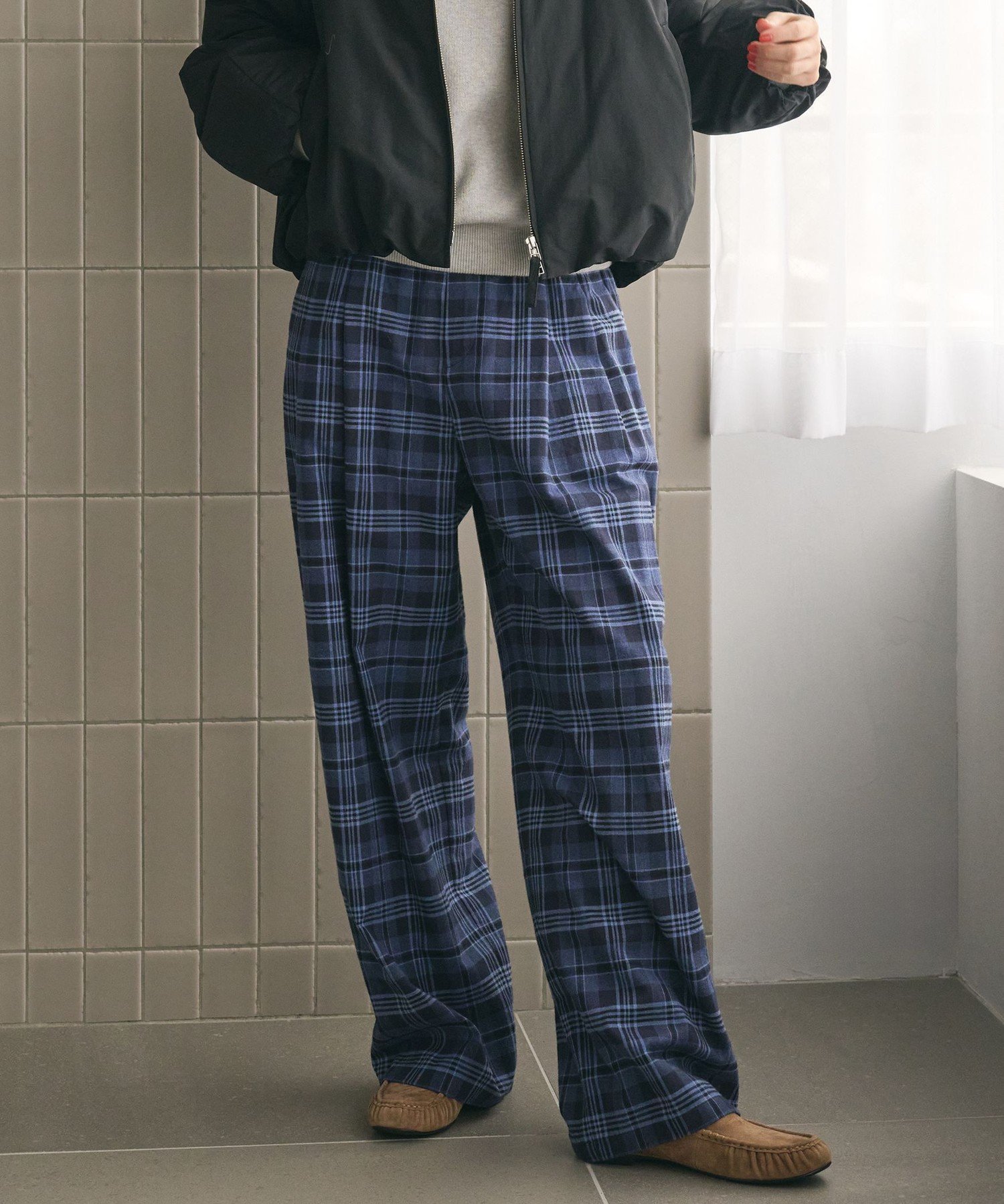 【ビューティ&ユース ユナイテッドアローズ/BEAUTY&YOUTH / UNITED ARROWS】のコットンフランネルチェック バックゴムワイドパンツ インテリア・キッズ・メンズ・レディースファッション・服の通販 founy(ファニー) 　ファッション　Fashion　レディースファッション　Fashion for Women　パンツ　Pants & Trousers　バッグ　Bags　イエロー　Yellow　ジャケット　Jacket, Outerwear　セットアップ　Set-Up, Coordinated Outfit　チェック　Check, Plaid, Tartan　ワイド　Wide, Wide Fit　A/W・秋冬　Autumn/Winter　おすすめ　Recommended / Our Picks　NAVY|ID: prp329100004800391 ipo3291000000034903186