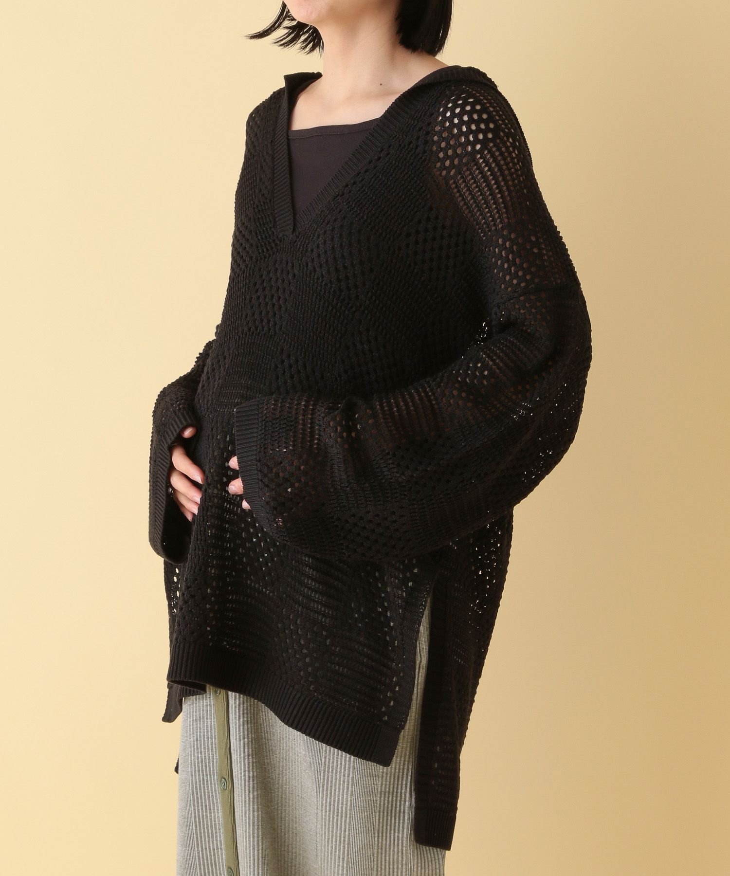 【レプシィム ローリーズファーム/LEPSIM LOWRYS FARM】の【産前・産後対応】マタニティ/7ゲージ編み柄フードプルオーバー インテリア・キッズ・メンズ・レディースファッション・服の通販 founy(ファニー) 　ファッション　Fashion　キッズファッション　Fashion for Kids　トップス・カットソー　Cut & Sew Tops　おすすめ　Recommended / Our Picks　春　Spring　ブラック09|ID: prp329100004800478 ipo3291000000034828691