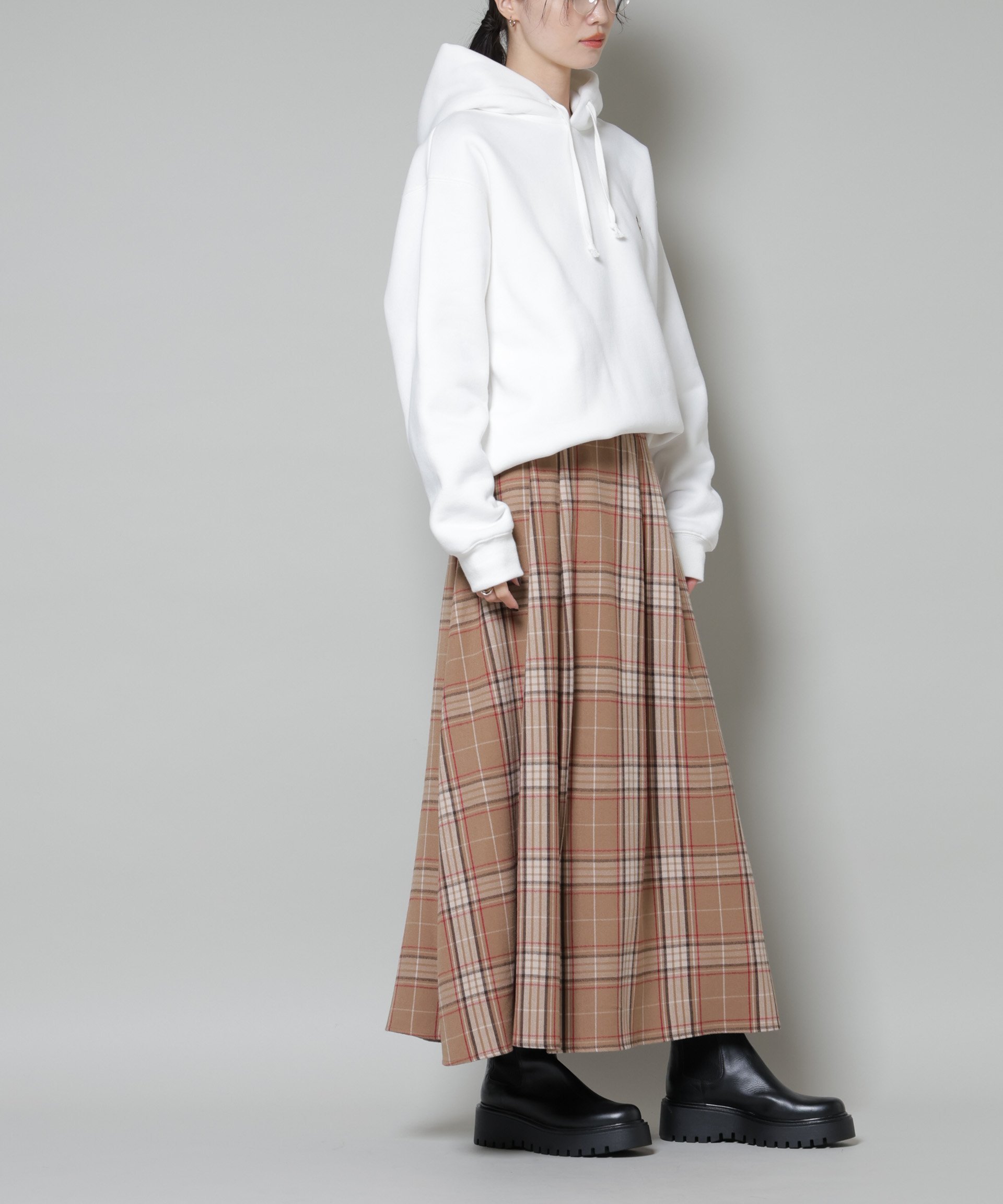 【ナノ ユニバース/nano universe】の起毛チェックタックフレアスカート インテリア・キッズ・メンズ・レディースファッション・服の通販 founy(ファニー) 　ファッション　Fashion　レディースファッション　Fashion for Women　スカート　Skirts　Aライン・フレアスカート　A-Line & Flared Skirts　イエロー　Yellow　コンパクト　Compact, Small Size　チェック　Check, Plaid, Tartan　フレア　Flare, Flared　リブニット　Rib Knit, Ribbed Knit　A/W・秋冬　Autumn/Winter　アウトレット　Outlet / Clearance　おすすめ　Recommended / Our Picks　エレガント 上品　Elegant　2025年　2025　2025-2026秋冬・A/W　Autumn/Winter 2025–26 AW25–26　ベージュ|ID: prp329100004800512 ipo3291000000034881709