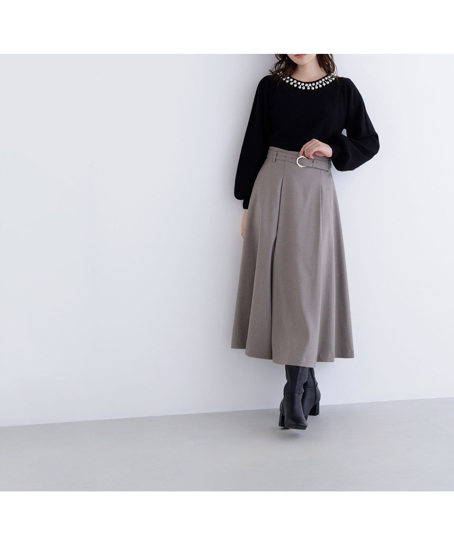 【ナチュラル ビューティー ベーシック/NATURAL BEAUTY BASIC】のメタルバックルフレアスカート 人気、トレンドファッション・服の通販 founy(ファニー) 　ファッション　Fashion　レディースファッション　Fashion for Women　スカート　Skirts　Aライン・フレアスカート　A-Line & Flared Skirts　バッグ　Bags　ポケット　Pocket, Pocket Detail　メタル　Metal, Metal Parts　 other-1|ID: prp329100004800517 ipo3291000000035096654