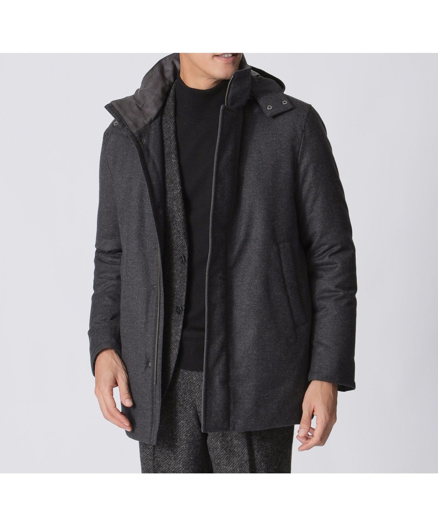 【ポール スチュアート/Paul Stuart / MEN】のウールフランネルシェルダウンコート インテリア・キッズ・メンズ・レディースファッション・服の通販 founy(ファニー) 　ファッション　Fashion　メンズファッション　Fashion for Men　2025年　2025　2025-2026秋冬・A/W　Autumn/Winter 2025–26 AW25–26　ジャケット　Jacket, Outerwear　スマート　Smart, Elegant　スーツ　Suit, Formalwear　ダウン　Down, Puffer　エレガント 上品　Elegant　A/W・秋冬　Autumn/Winter　グレー系|ID: prp329100004800582 ipo3291000000034923800