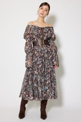 【リエンダ/rienda】のレースアップフラワーパターンフレアワンピース 人気、トレンドファッション・服の通販 founy(ファニー) ファッション Fashion レディースファッション Fashion for Women ワンピース Dresses チェーン Chain, Chain Strap トレンド Trend, Trending Now フラワー Flower, Floral プリント Print, Printed Pattern ミュール Mule, Backless Shoes レース Lace, Lace Fabric エレガント 上品 Elegant 再入荷 Restock / Back in Stock |ID:prp329100004800618