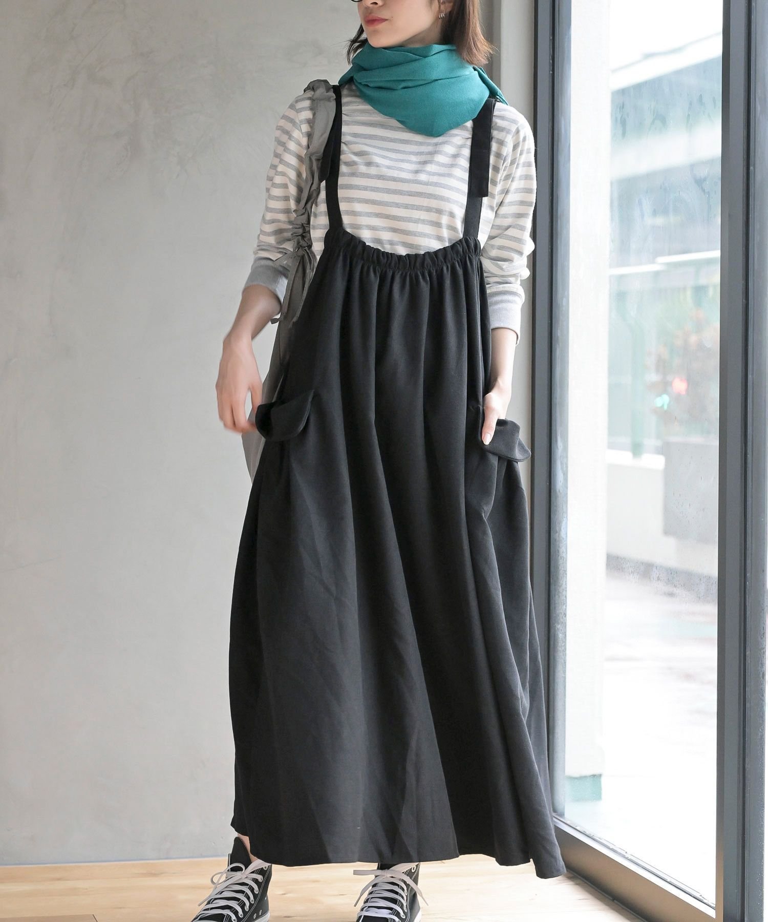 【アールピーエス/rps】のツイルコールアウトポケットジャンスカ インテリア・キッズ・メンズ・レディースファッション・服の通販 founy(ファニー) 　ファッション　Fashion　レディースファッション　Fashion for Women　インナー　Innerwear　ポケット　Pocket, Pocket Detail　ブラック|ID: prp329100004800664 ipo3291000000034918384