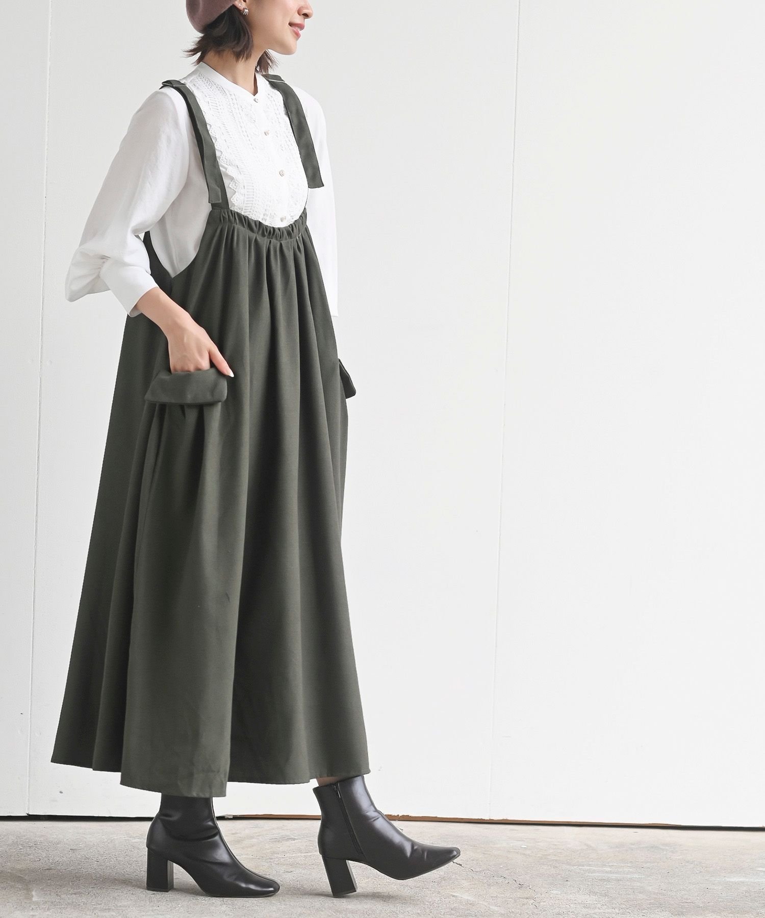 【アールピーエス/rps】のツイルコールアウトポケットジャンスカ インテリア・キッズ・メンズ・レディースファッション・服の通販 founy(ファニー) 　ファッション　Fashion　レディースファッション　Fashion for Women　インナー　Innerwear　ポケット　Pocket, Pocket Detail　カーキ|ID: prp329100004800664 ipo3291000000034918387