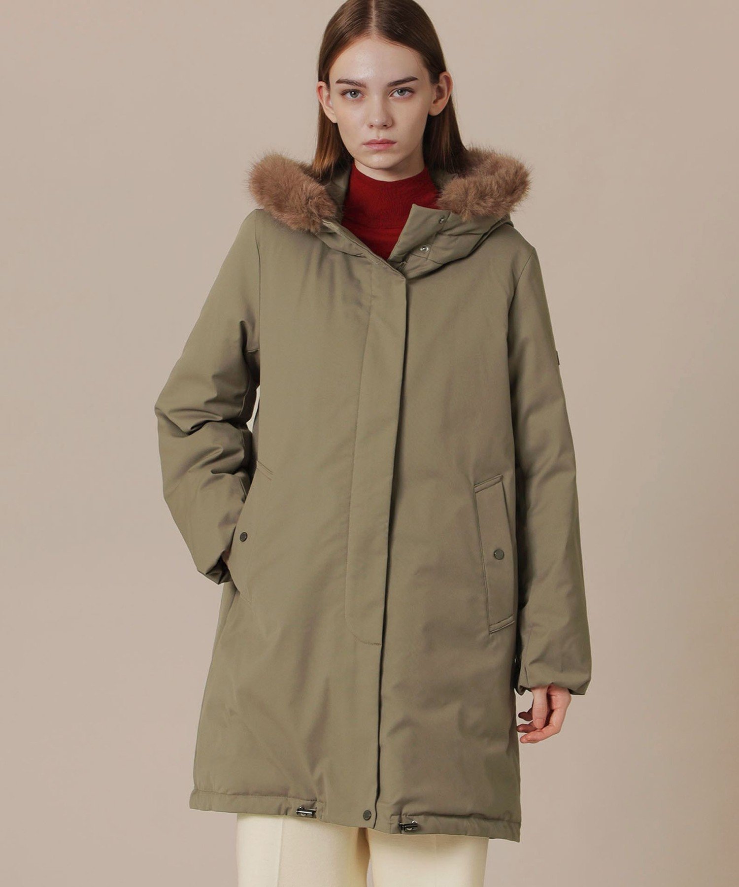 【マッキントッシュ ロンドン/MACKINTOSH LONDON】の【WEB・一部店舗限定】ポリエステルオックスフォードフーデットダウンコート インテリア・キッズ・メンズ・レディースファッション・服の通販 founy(ファニー) 　ファッション　Fashion　レディースファッション　Fashion for Women　アウター　Coat / Outerwear Collection　コート・ロングコート・ピーコート　Long Coats, Peacoats & More　ダウンジャケット・軽量ダウン　Warm & Lightweight Down Jackets　キルト　Quilt, Quilted Fabric　ダウン　Down, Puffer　ドローストリング　Drawstring, Pull Cord　フェイクファー　Faux Fur, Imitation Fur　冬　Winter / This Winter　秋　Autumn　軽量　Lightweight, Ultra Light　カーキ|ID: prp329100004800667 ipo3291000000034830030