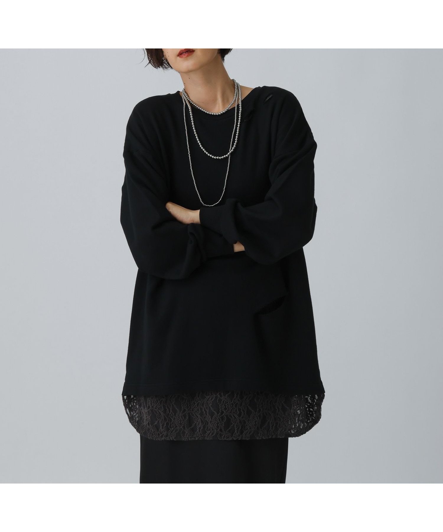 【レプシィム ローリーズファーム/LEPSIM LOWRYS FARM】のカットアウトレースチュニック インテリア・キッズ・メンズ・レディースファッション・服の通販 founy(ファニー) 　ファッション　Fashion　レディースファッション　Fashion for Women　トップス・カットソー　Cut & Sew Tops　おすすめ　Recommended / Our Picks　チュニック　Tunic, Long Top　レース　Lace, Lace Fabric　ブラック09|ID: prp329100004800698 ipo3291000000034987456