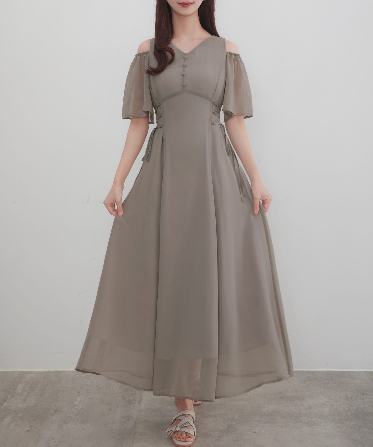 【ジュノア/JUNOAH】のCENEA 2wayVネックシアーコルセットワンピース インテリア・キッズ・メンズ・レディースファッション・服の通販 founy(ファニー) 　ファッション　Fashion　レディースファッション　Fashion for Women　ワンピース　Dresses　グレー|ID: prp329100004800736 ipo3291000000034967882