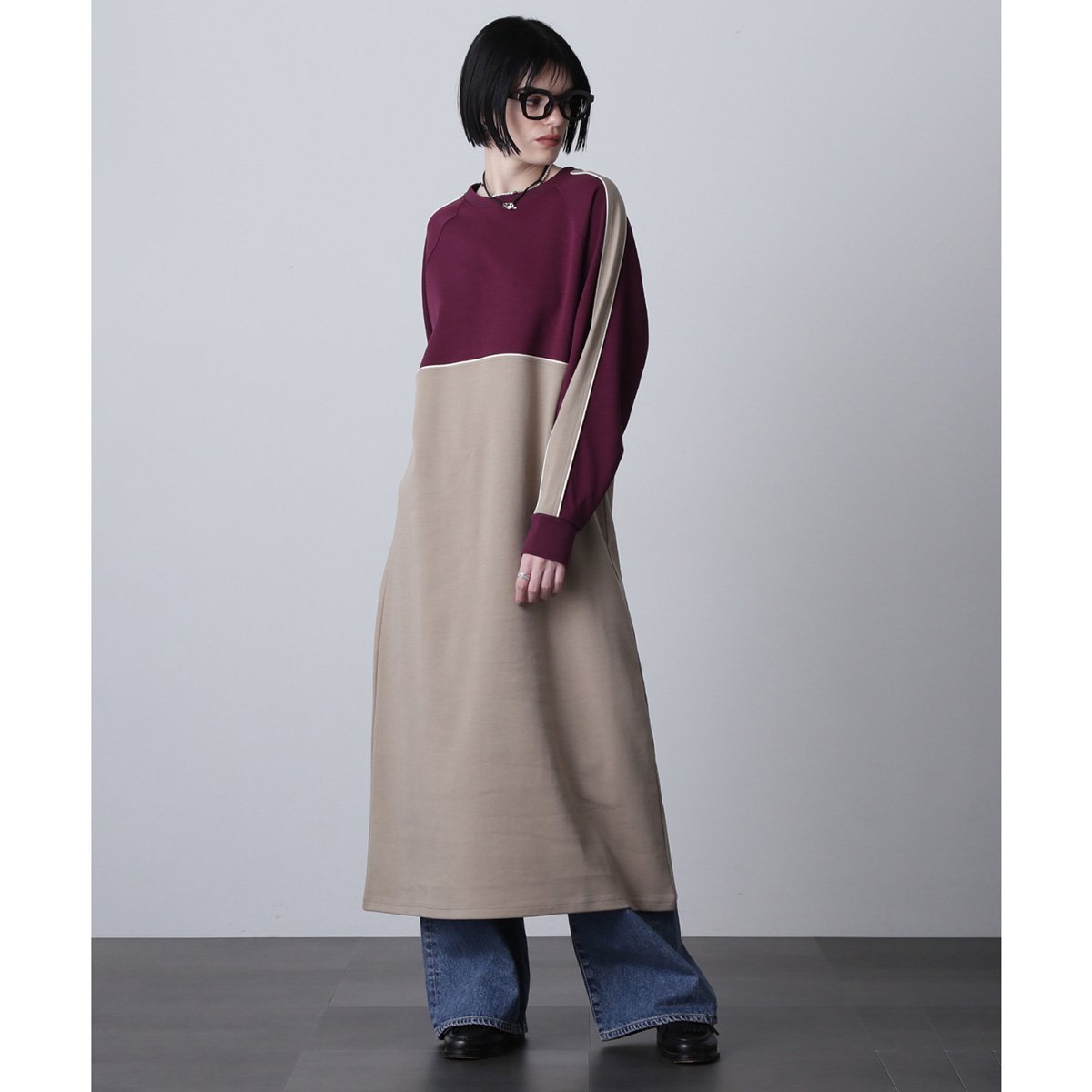 【ローズバッド/ROSE BUD】のラインカットソーワンピース インテリア・キッズ・メンズ・レディースファッション・服の通販 founy(ファニー) ファッション Fashion レディースファッション Fashion for Women ワンピース Dresses とろみ Fluid, Flowy Fabric インナー Innerwear スウェット / スエット Sweatshirt, Sweatwear ストレッチ Stretch, Stretchy Fabric レギュラー Regular, Standard Fit BURGUNDY|ID: prp329100004800742 ipo3291000000034830725