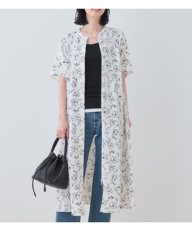 【インディヴィ/INDIVI】の【洗える/UVケア/羽織り可能】フラワー柄前あきワンピース 人気、トレンドファッション・服の通販 founy(ファニー) 　ファッション　Fashion　レディースファッション　Fashion for Women　ワンピース　Dresses　ストレッチ　Stretch, Stretchy Fabric　スマート　Smart, Elegant　フィット　Fit, Slim Fit　フラワー　Flower, Floral　フレア　Flare, Flared　プリント　Print, Printed Pattern　ポケット　Pocket, Pocket Detail　吸水　Absorbent, Quick-Dry　夏　Summer　手描き　Hand-Drawn, Illustrated　洗える　Machine Washable　羽織　Haori, Light Jacket　 other-1|ID: prp329100004800744 ipo3291000000035237896