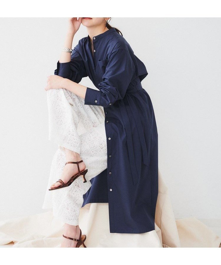 【アンタイトル/UNTITLED】のバンドカラーシャツワンピース インテリア・キッズ・メンズ・レディースファッション・服の通販 founy(ファニー) 　ファッション　Fashion　レディースファッション　Fashion for Women　ワンピース　Dresses　シャツワンピース / 1枚で着映えコーデ　Shirt Dresses　おすすめ　Recommended / Our Picks　キャミソール　Camisole, Spaghetti Strap Top　シャンブレー　Chambray, Denim-Like Fabric　スマート　Smart, Elegant　ドレス　Dress, One-Piece　ポケット　Pocket, Pocket Detail　羽織　Haori, Light Jacket　ブルー|ID: prp329100004800767 ipo3291000000035011440