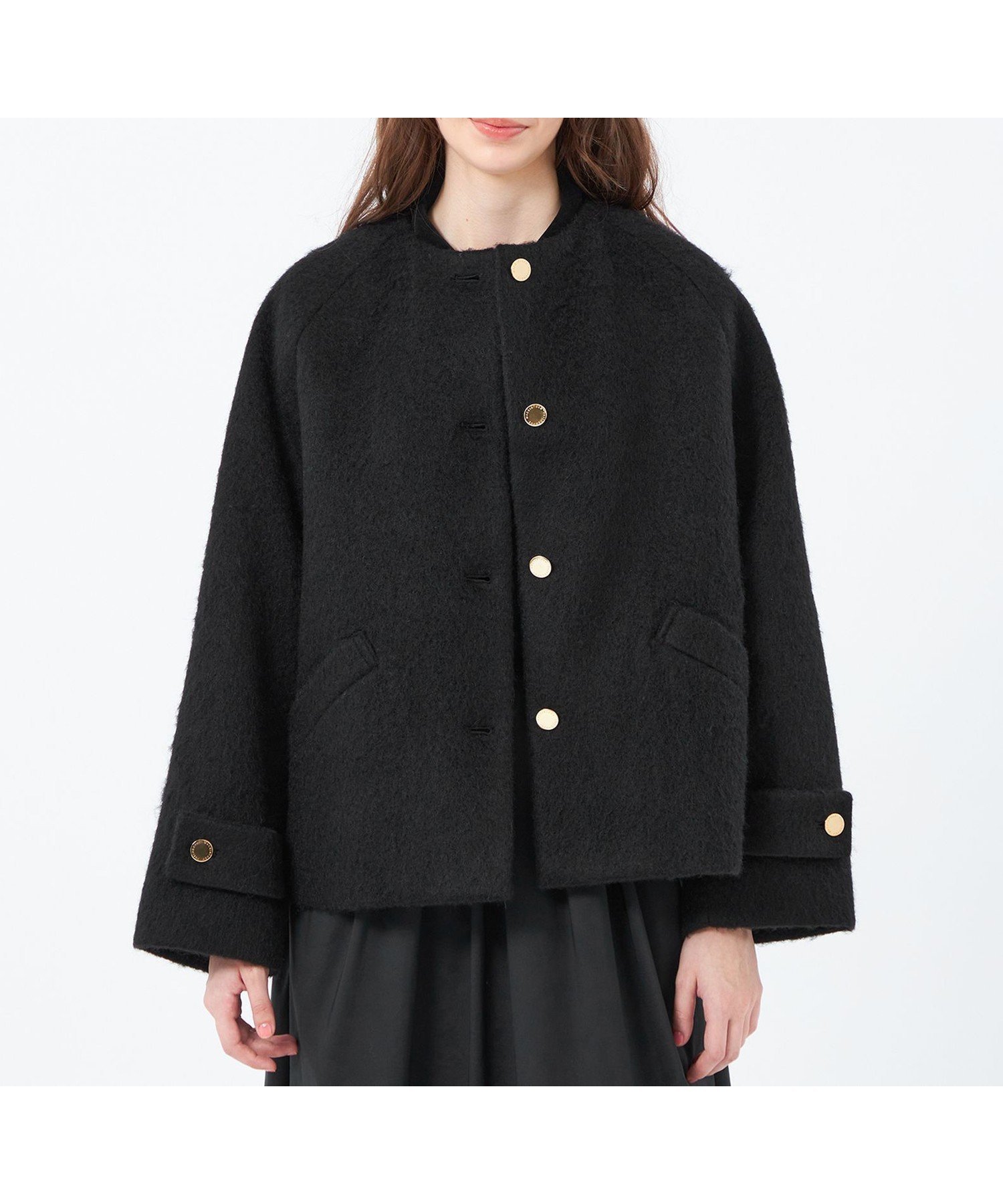 【マッキントッシュ フィロソフィー/MACKINTOSH PHILOSOPHY】の【WELBURY NO COLLAR SHORT(ウェルベリーノーカラーショート)】ウールシャギー製 インテリア・キッズ・メンズ・レディースファッション・服の通販 founy(ファニー) 　ファッション　Fashion　レディースファッション　Fashion for Women　秋　Autumn　バランス　Balance, Style Balance　フォルム　Silhouette, Form　フロント　Front, Front Design　ポケット　Pocket, Pocket Detail　別注　Limited Edition, Custom Order　リュクス　Luxury, Elegant, High-End, Chic　冬　Winter / This Winter　おすすめ　Recommended / Our Picks　エレガント 上品　Elegant　ブラック|ID: prp329100004800770 ipo3291000000035087214