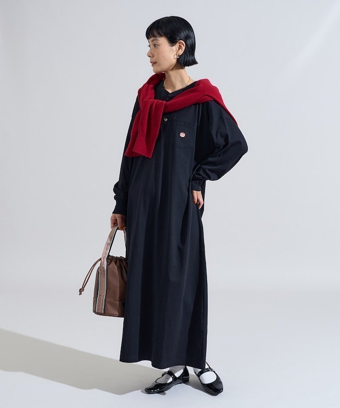 【フリークスストア/FREAK'S STORE】の別注 ヘンリーネック 長袖ワンピース 25AW インテリア・キッズ・メンズ・レディースファッション・服の通販 founy(ファニー) 　ファッション　Fashion　レディースファッション　Fashion for Women　ワンピース　Dresses　2025年　2025　2025-2026秋冬・A/W　Autumn/Winter 2025–26 AW25–26　冬　Winter / This Winter　シンプル　Simple, Minimal　スペシャル　Special, Limited Edition　ポケット　Pocket, Pocket Detail　別注　Limited Edition, Custom Order　旅行　Travel　A/W・秋冬　Autumn/Winter　長袖　Long Sleeve, Full Sleeve　ブラック|ID: prp329100004800771 ipo3291000000034928413