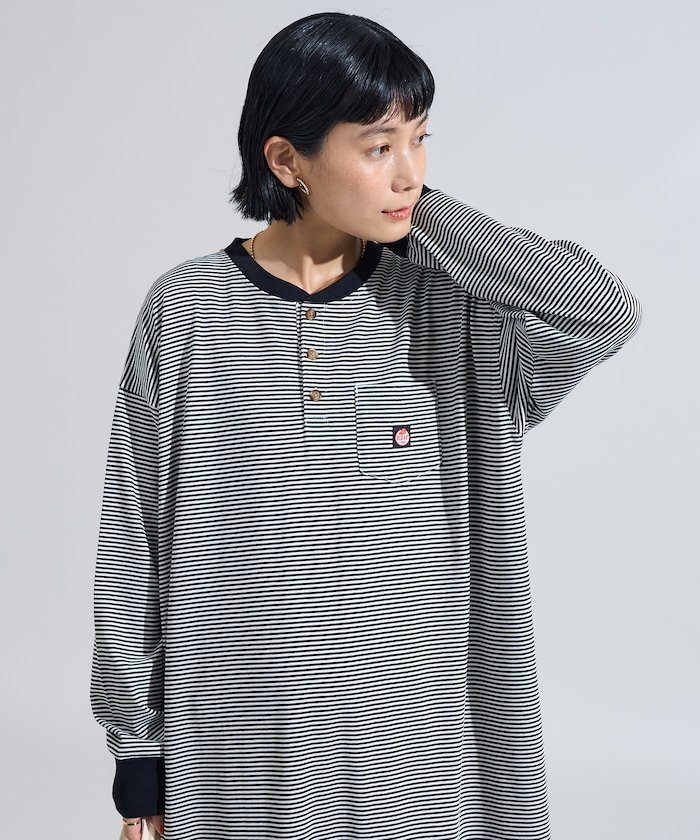 【フリークスストア/FREAK'S STORE】の別注 ヘンリーネック 長袖ワンピース 25AW インテリア・キッズ・メンズ・レディースファッション・服の通販 founy(ファニー) 　ファッション　Fashion　レディースファッション　Fashion for Women　ワンピース　Dresses　2025年　2025　2025-2026秋冬・A/W　Autumn/Winter 2025–26 AW25–26　冬　Winter / This Winter　シンプル　Simple, Minimal　スペシャル　Special, Limited Edition　ポケット　Pocket, Pocket Detail　別注　Limited Edition, Custom Order　旅行　Travel　A/W・秋冬　Autumn/Winter　長袖　Long Sleeve, Full Sleeve　ボーダー/ストライプ|ID: prp329100004800771 ipo3291000000034928415