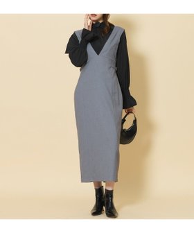 【スウィングル/Swingle】のサイドビットVネックジャンパースカート 人気、トレンドファッション・服の通販 founy(ファニー) ファッション Fashion レディースファッション Fashion for Women スカート Skirts おすすめ Recommended / Our Picks インナー Innerwear ハイネック High Neck, Mock Neck フリル Frill, Ruffle エレガント 上品 Elegant 切替 Switching, Contrast Panel |ID:prp329100004800772