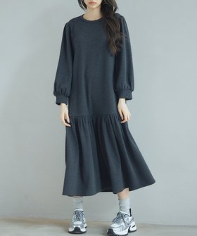 【セゾンドパピヨン/SAISON DE PAPILLON】の裏起毛カットソーギャザーワンピース 人気、トレンドファッション・服の通販 founy(ファニー) ファッション Fashion レディースファッション Fashion for Women ワンピース Dresses アクセサリー Fashion Accessories インナー Innerwear ギャザー Gathered, Ruffled シンプル Simple, Minimal スリーブ Sleeve, Long Sleeve / Short Sleeve バランス Balance, Style Balance |ID:prp329100004800774