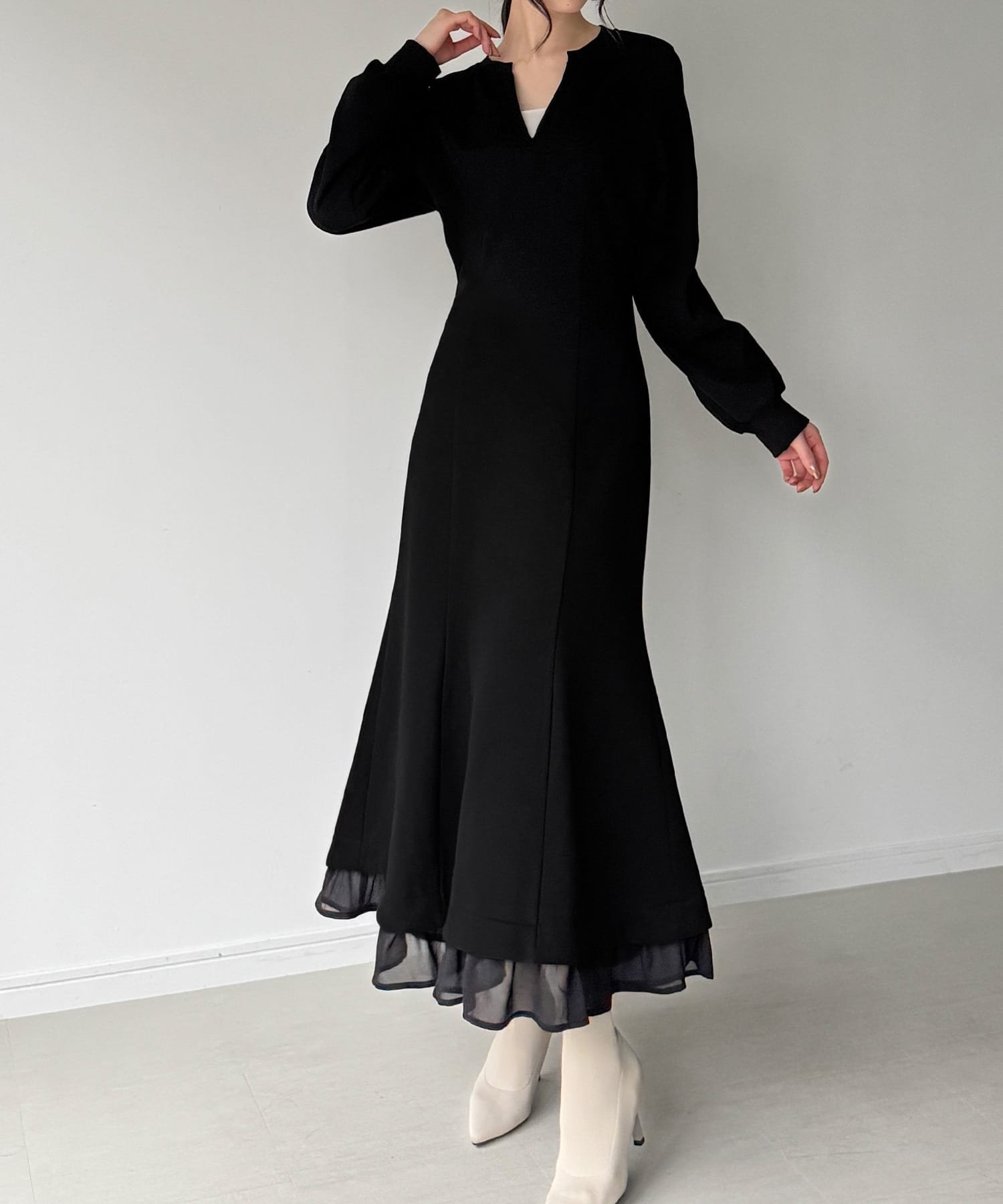 【ジュノア/JUNOAH】の裏起毛レイヤードデザインマーメイドワンピース 人気、トレンドファッション・服の通販 founy(ファニー) 　ファッション　Fashion　レディースファッション　Fashion for Women　ワンピース　Dresses　 other-1|ID: prp329100004800790 ipo3291000000034831141