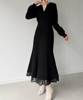 【ジュノア/JUNOAH】の裏起毛レイヤードデザインマーメイドワンピース 人気、トレンドファッション・服の通販 founy(ファニー) ファッション Fashion レディースファッション Fashion for Women ワンピース Dresses |ID:prp329100004800790