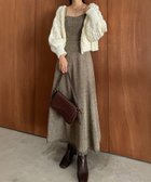 【ジュノア/JUNOAH】の裾フリンジツイードフレアキャミワンピース ダークベージュ|ID: prp329100004800814 ipo3291000000034936772