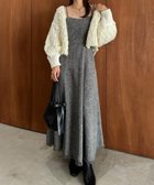 【ジュノア/JUNOAH】の裾フリンジツイードフレアキャミワンピース グレー|ID: prp329100004800814 ipo3291000000034936774