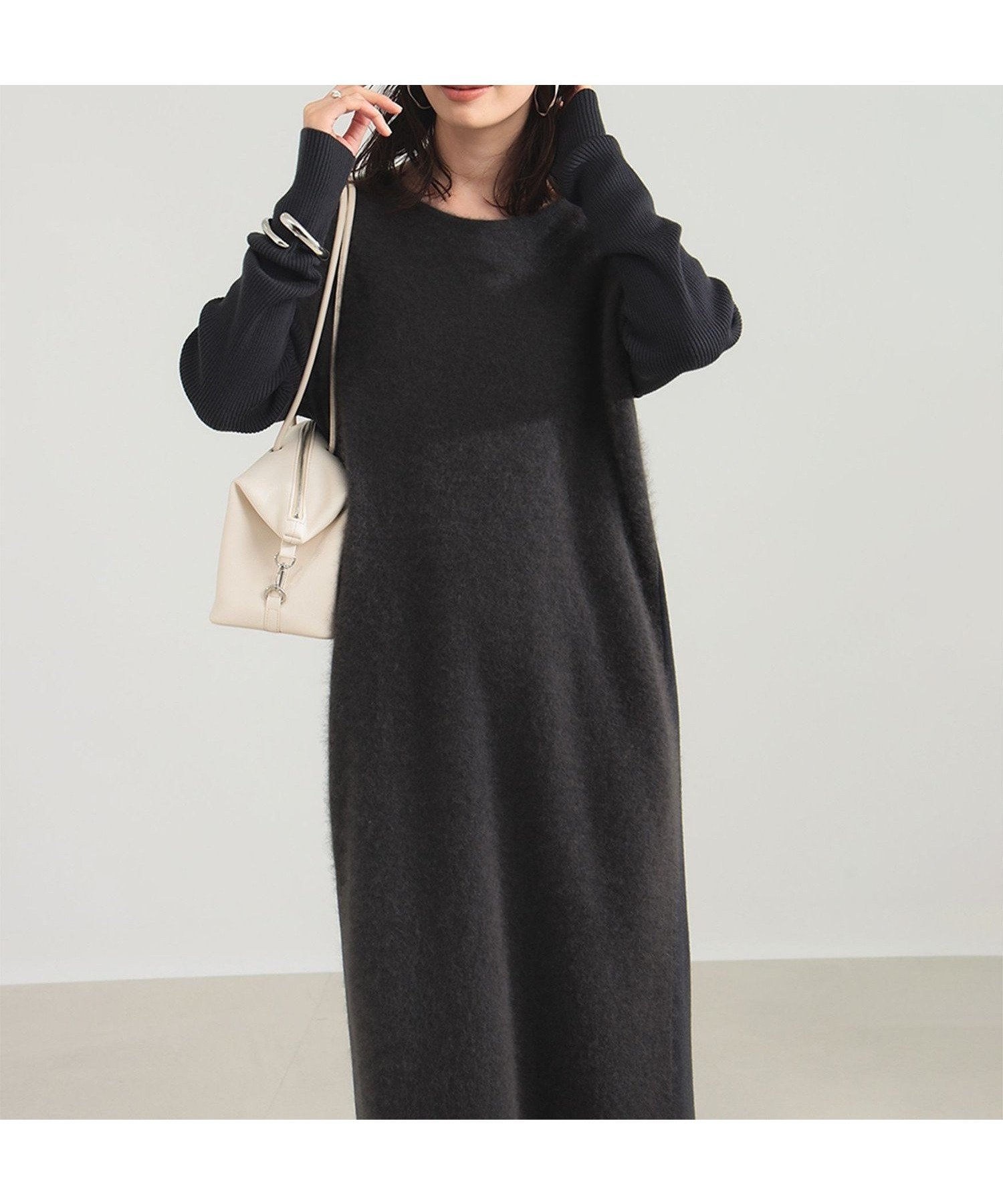 【デミルクス ビームス/Demi-Luxe BEAMS】の【定番ロングセラー】フラッフィ クルーネック ニット ワンピース インテリア・キッズ・メンズ・レディースファッション・服の通販 founy(ファニー) ファッション Fashion レディースファッション Fashion for Women ワンピース Dresses ニットワンピース Knit Dresses 定番 Standard, Basic Item バランス Balance, Style Balance フロント Front, Front Design ミックス Mix, Mixed Style エレガント 上品 Elegant CHARCOAL.GREY|ID: prp329100004800846 ipo3291000000034831682