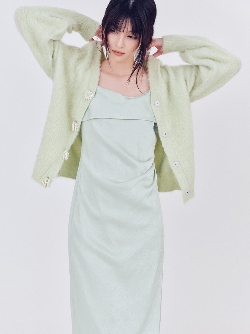 【フレイ アイディー/FRAY I.D】の【限定カラー】ドレープサテンキャミソールワンピース インテリア・キッズ・メンズ・レディースファッション・服の通販 founy(ファニー) 　ファッション　Fashion　レディースファッション　Fashion for Women　ワンピース　Dresses　キャミソール　Camisole, Spaghetti Strap Top　サテン　Satin, Glossy Fabric　シェイプ　Shape, Slim Fit　スマート　Smart, Elegant　デコルテ　Décolleté, Neckline　ドレープ　Drape, Draping Fabric　ラップ　Wrap, Wrap Design　リボン　Ribbon, Bow　MNT[021]|ID: prp329100004800877 ipo3291000000036284620