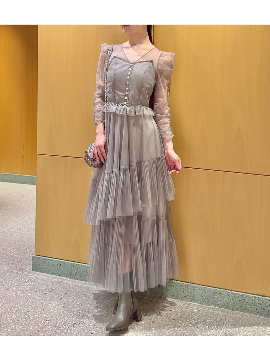 【スナイデル/SNIDEL】のSustainableティアードチュールドレス 人気、トレンドファッション・服の通販 founy(ファニー) ファッション Fashion レディースファッション Fashion for Women ワンピース Dresses フォーマル・パーティードレス・結婚式用ドレス Elegant & Casual Dresses イエロー Yellow インナー Innerwear ウェーブ Wavy Pattern エレガント 上品 Elegant ギャザー Gathered, Ruffled シアー Sheer, See-Through シャーリング Shirring, Ruched ショルダー Shoulder, Shoulder Strap ジャケット Jacket, Outerwear センター Center, Center Line ドッキング Docking, Mixed Material フィット Fit, Slim Fit フリル Frill, Ruffle おすすめ Recommended / Our Picks ホリデーシーズン Holiday Season other-1|ID: prp329100004800878 ipo3291000000034831992