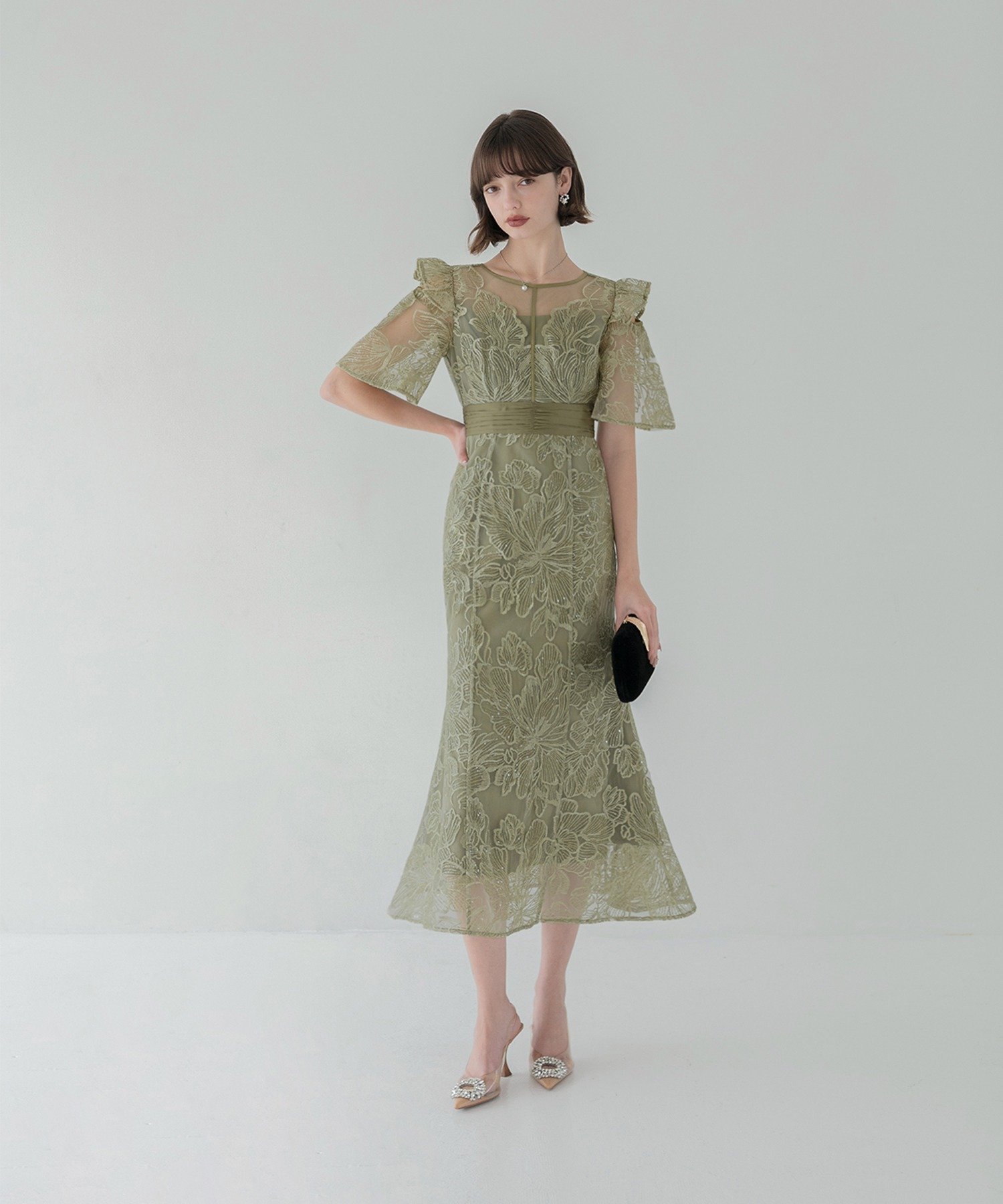 【レジャ/Leja】のLEJA-花柄レースシアーフリルマーメイドワンピースドレス 結婚式 レディース インテリア・キッズ・メンズ・レディースファッション・服の通販 founy(ファニー) ファッション Fashion レディースファッション Fashion for Women ワンピース Dresses フォーマル・パーティードレス・結婚式用ドレス Elegant & Casual Dresses オケージョン Occasion Wear ショルダー Shoulder, Shoulder Strap デコルテ Décolleté, Neckline ドレス Dress, One-Piece パイピング Piping, Trim Design フェミニン Feminine, Girly フォーマル Formal, Dressy フリル Frill, Ruffle マーメイド Mermaid, Fishtail Silhouette ラグジュアリー Luxury, Elegant 結婚式 Wedding 披露宴 Wedding Reception 二次会 After Party GREEN|ID: prp329100004800915 ipo3291000000034832334