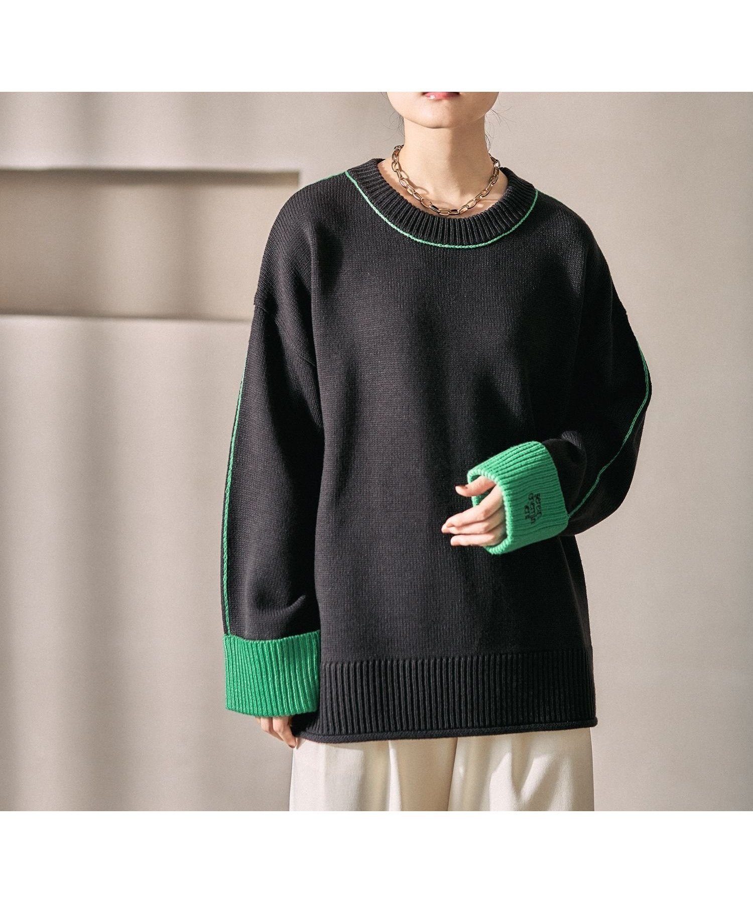 【レプシィム ローリーズファーム/LEPSIM LOWRYS FARM】の5ゲージ袖配色ロゴプルオーバー 人気、トレンドファッション・服の通販 founy(ファニー) 　ファッション　Fashion　レディースファッション　Fashion for Women　トップス・カットソー　Cut & Sew Tops　カジュアルプルオーバー・ニットトップス　Pullovers & Knit Tops / Casual Pullovers　おすすめ　Recommended / Our Picks　 other-1|ID: prp329100004800925 ipo3291000000034832420