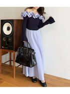 【リリーブラウン/Lily Brown】のフリルカラーニットコンビワンピース 人気、トレンドファッション・服の通販 founy(ファニー) ファッション Fashion レディースファッション Fashion for Women ワンピース Dresses thumbnail BLU[086]|ID: prp329100004800932 ipo3291000000034882774