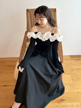 【リリーブラウン/Lily Brown】のフリルカラーニットコンビワンピース 人気、トレンドファッション・服の通販 founy(ファニー) ファッション Fashion レディースファッション Fashion for Women ワンピース Dresses |ID:prp329100004800932