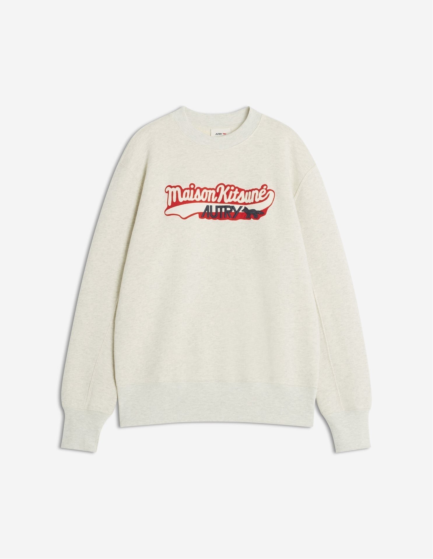 【メゾン キツネ/MAISON KITSUNE】のMK x AUTRY VARSITY SWEATSHIRT インテリア・キッズ・メンズ・レディースファッション・服の通販 founy(ファニー) 　ファッション　Fashion　レディースファッション　Fashion for Women　トップス・カットソー　Cut & Sew Tops　シャツ・ブラウス・オフィスカジュアル　Elegant Blouses & Button-Ups　レディースパーカー・カジュアルフーディー　Casual Hoodies & Sweatshirts　ロングTシャツ・Tシャツ　Longline T-Shirts & Tees　スウェット・クルーネックトップス　Sweatshirts & Crewnecks / Relaxed Fit Sweat Tops　イタリア　Italy　シンプル　Simple, Minimal　スニーカー　Sneakers, Trainers　パッチ　Patch, Appliqué　フェルト　Felt, Felt Fabric　無地　Plain, Solid Color　LIGHT GREY|ID: prp329100004800936 ipo3291000000035230770
